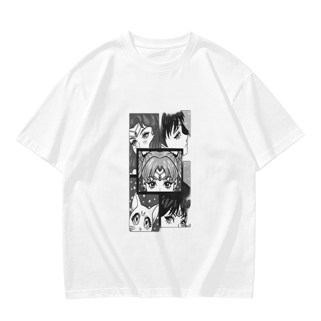 Olive Anime Character Panel Print Short Sleeve T-Shirt