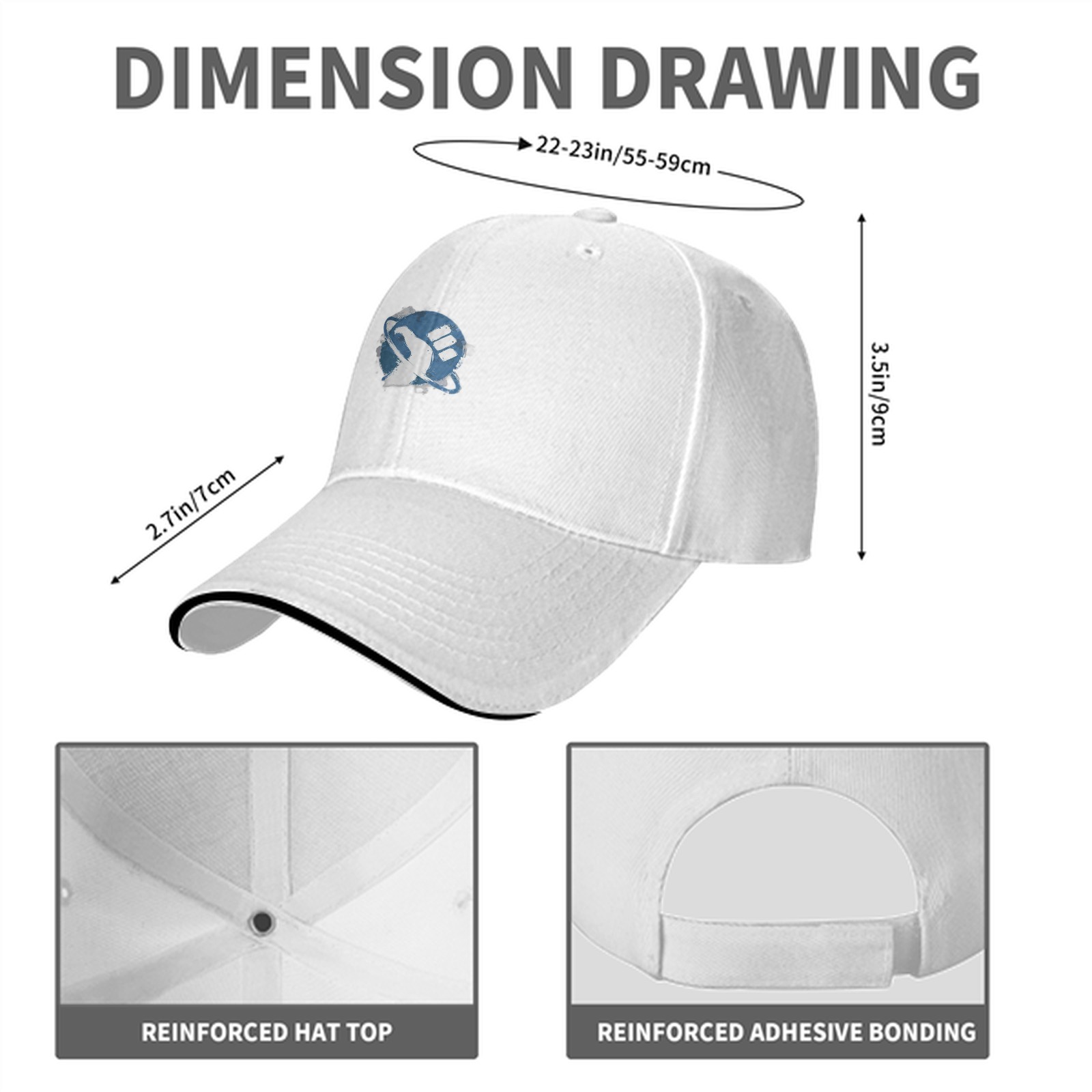 Black Baseball Cap With Blue Fist Planet Graphic Design