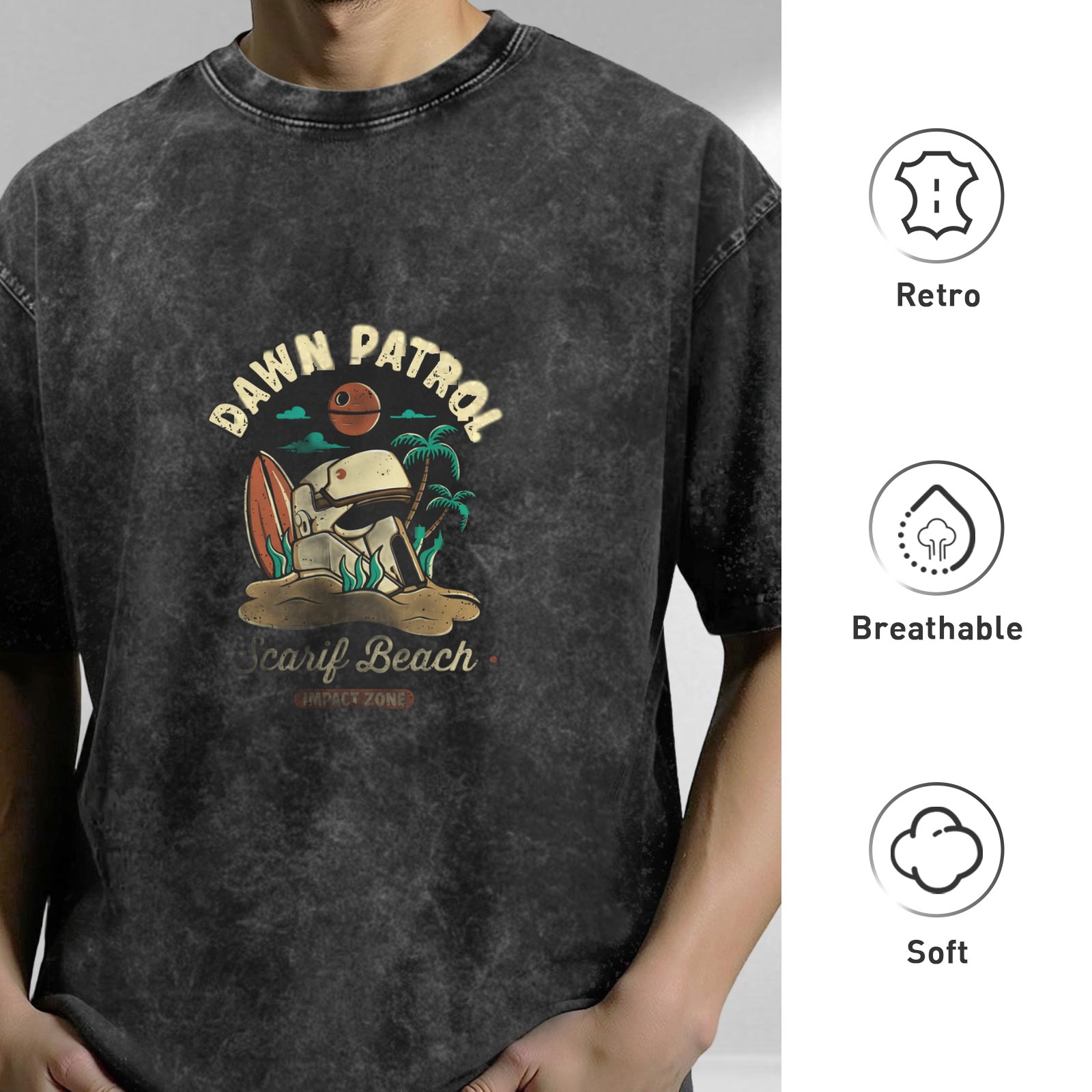 Dawn Patrol Scarif Beach Star Wars Inspired Acid Wash T-Shirt