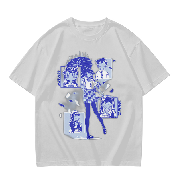 Anime Komi Can't Communicate Character Graphic Olive T-Shirt