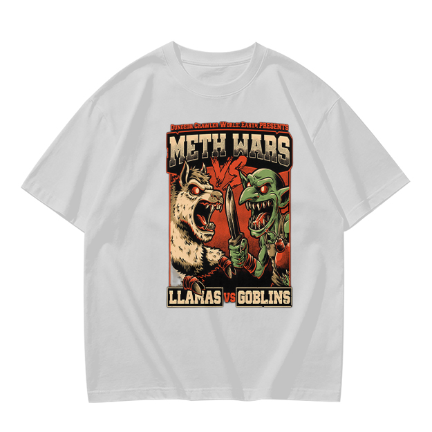 Meth Wars Llamas vs Goblins Graphic T-Shirt