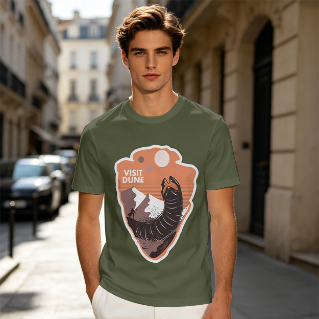 Visit Dune Sandworm Graphic Tee for Sci-Fi Fans