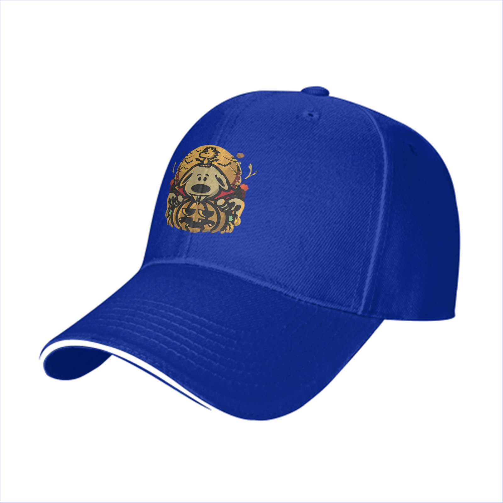 Black Baseball Cap with Halloween Snoopy Pumpkin Vampire Design