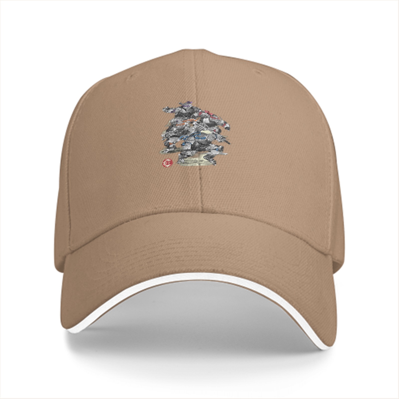 Black Baseball Cap With Detailed Character Collage Print