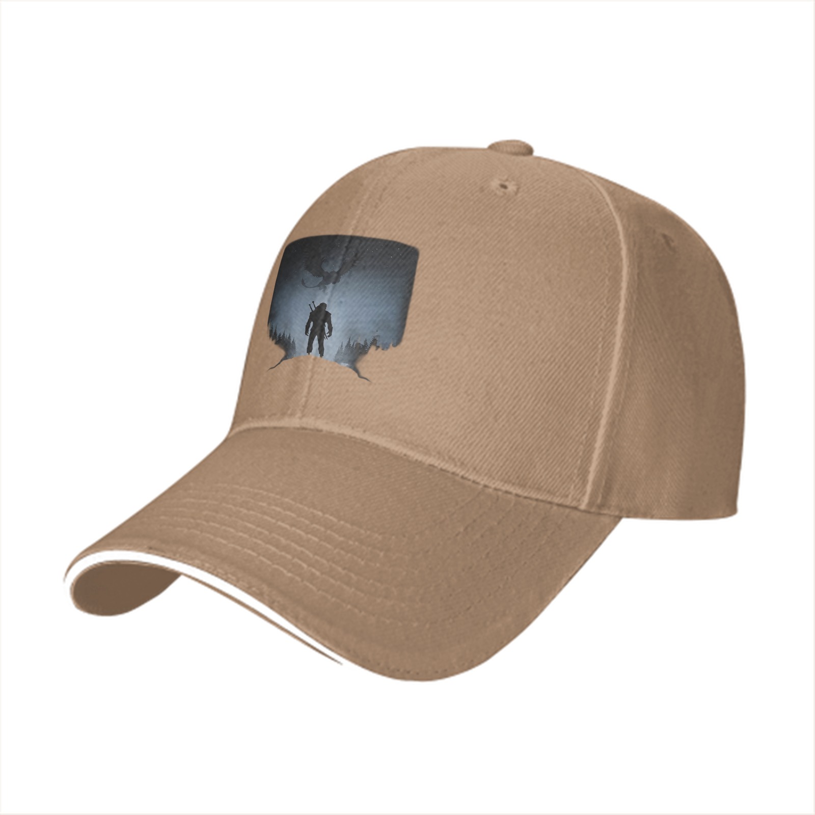 Black Baseball Cap With Witcher Monster Slayer Silhouette Art