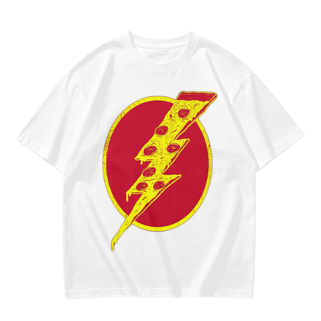 Olive T-Shirt With Pizza Lightning Bolt Graphic