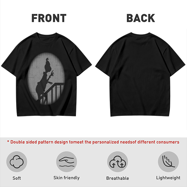 Olive Green T-Shirt With Grinch Silhouette On Staircase Print