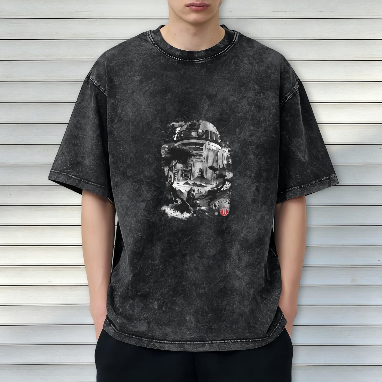 Star Wars R2-D2 Graphic Acid Wash Cotton T-Shirt