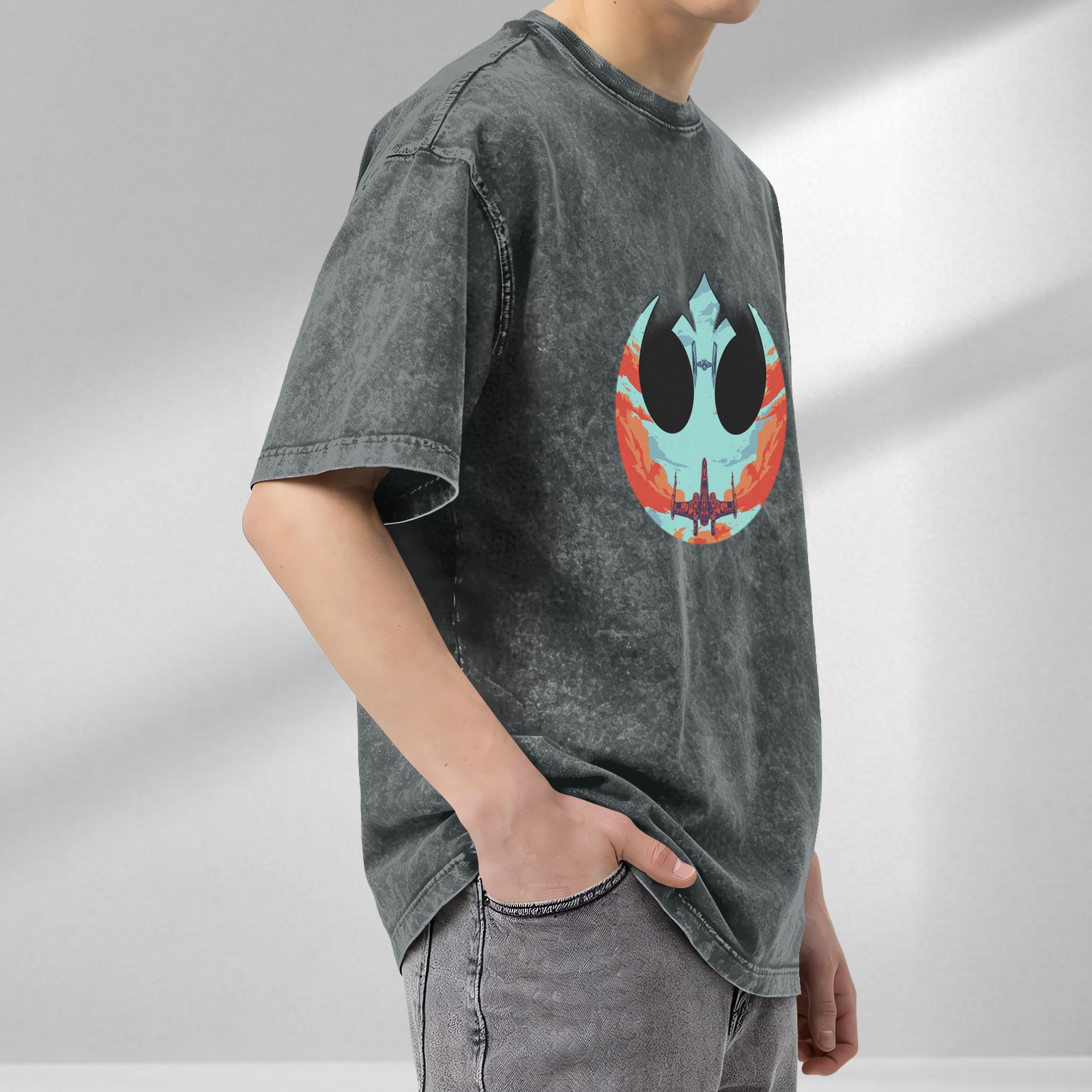 Star Wars Rebel Alliance X-Wing Graphic Acid Wash T-Shirt