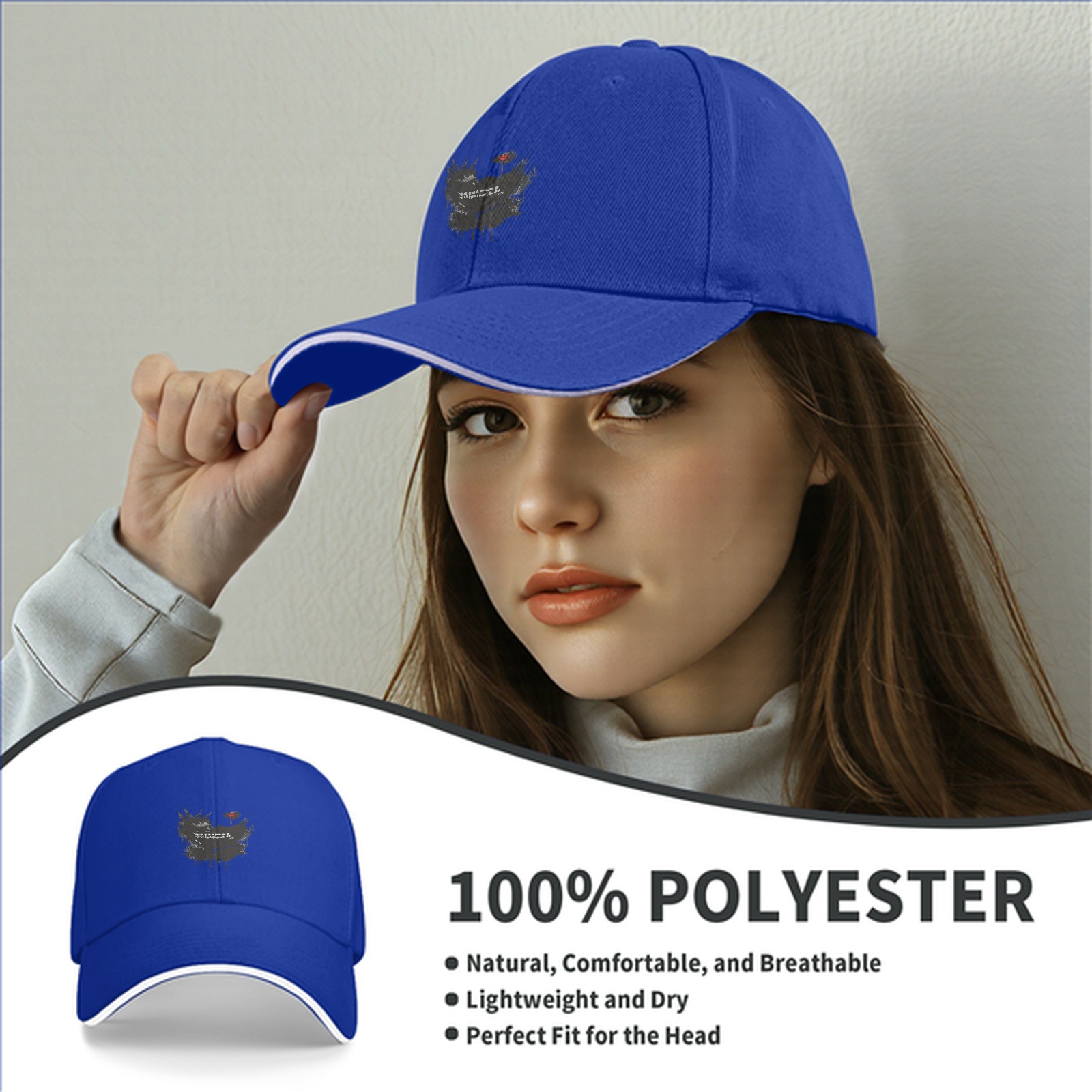 Black Baseball Cap With Abstract Dark Graphic Print