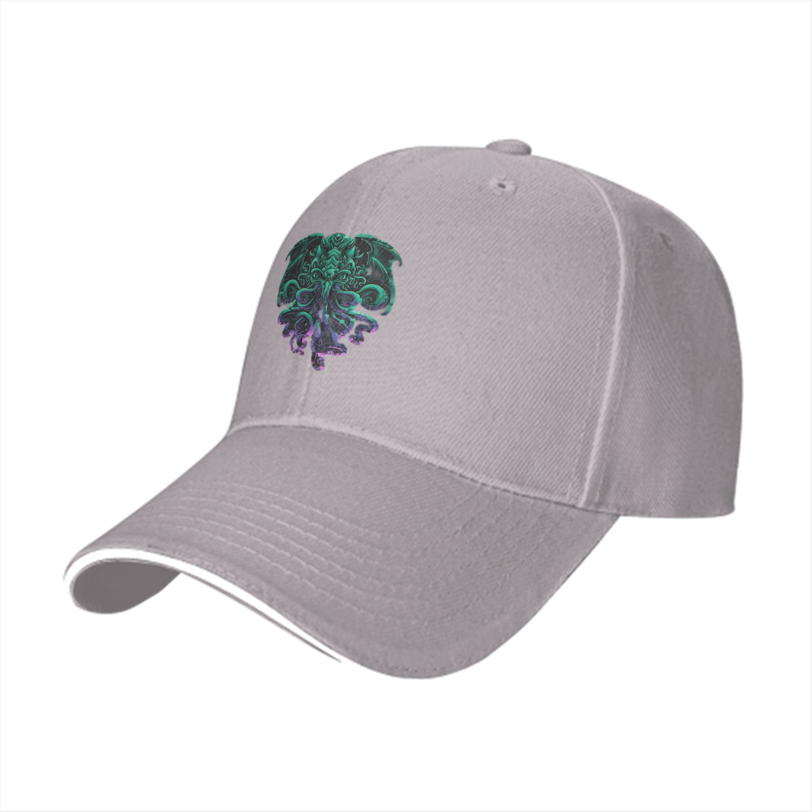 Black Baseball Cap With Cthulhu Monster Graphic