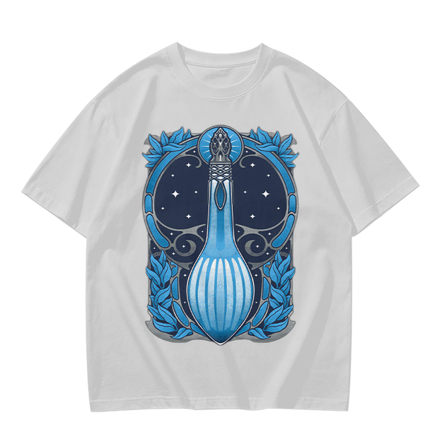 Olive T-Shirt With Art Nouveau Celestial Lute Graphic Print
