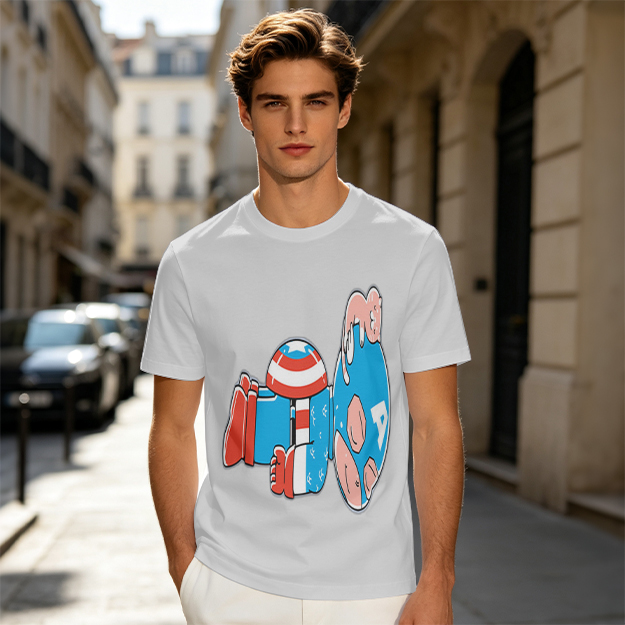 Olive Green T-Shirt With Melting Captain America Graphic Print