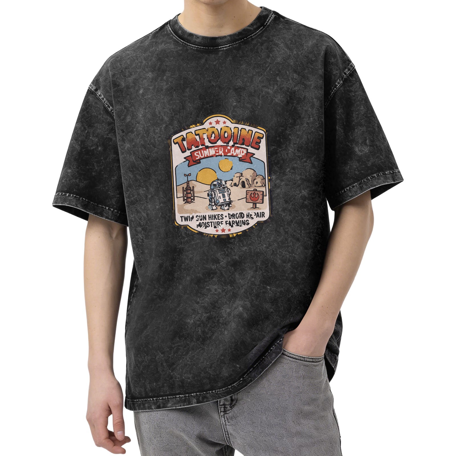Tatooine Summer Camp Graphic Acid Wash Cotton T-Shirt