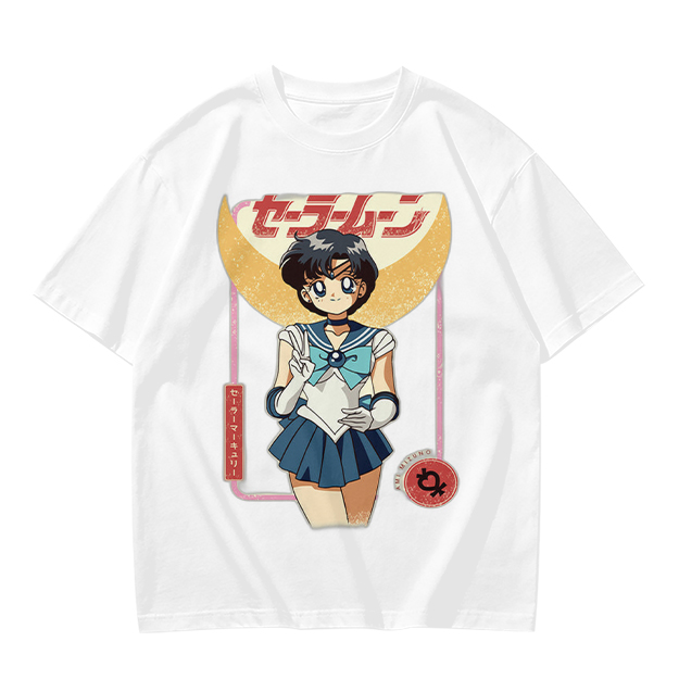 Olive T-shirt with Sailor Mercury anime graphic print