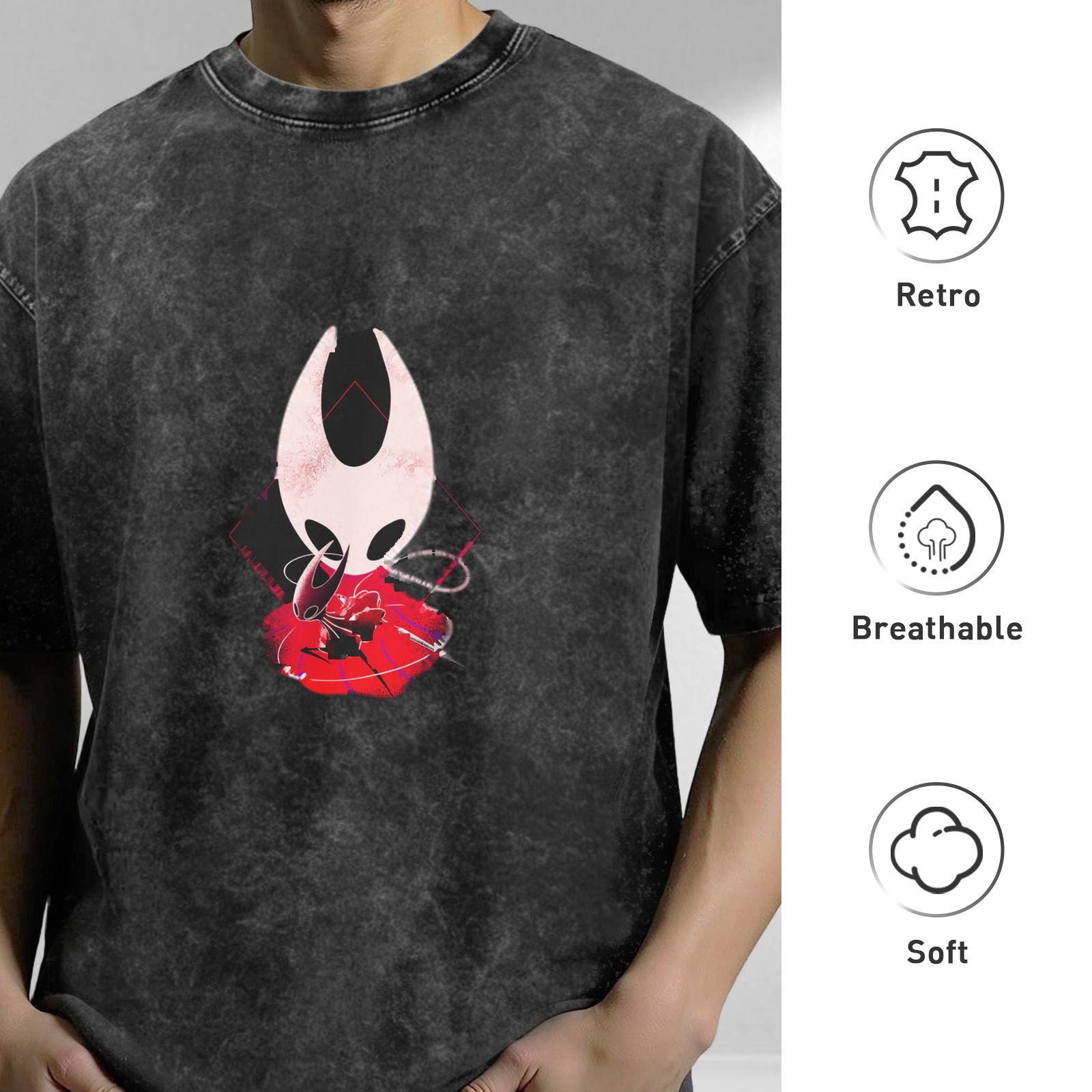 Hollow Knight Hornet Graphic Stonewashed Black T-Shirt