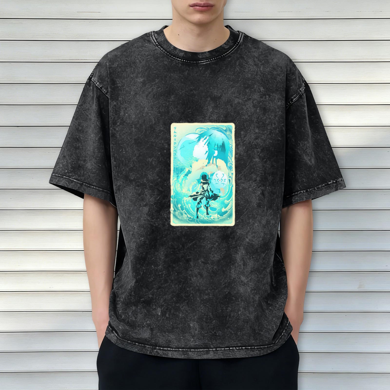 Anime Water Spirit Graphic Vintage Wash T-Shirt