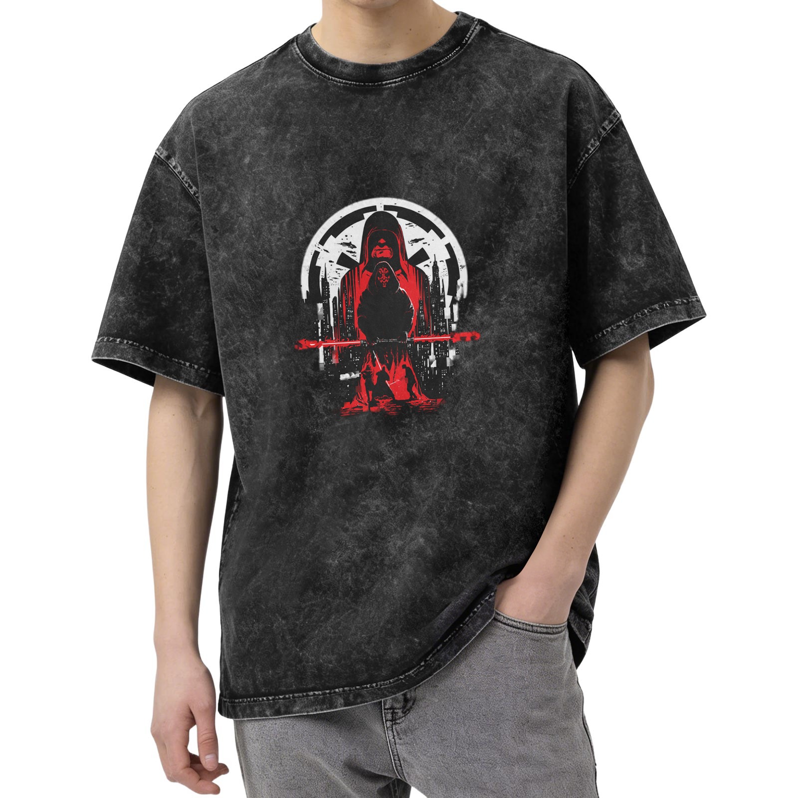 Star Wars Sith Lords Graphic Acid Wash Cotton T-Shirt