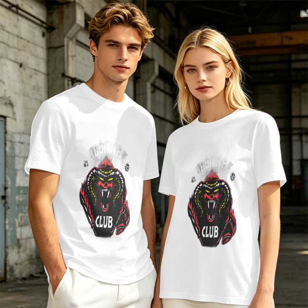 Olive Graphic T-Shirt With Demon Head And CLUB Print