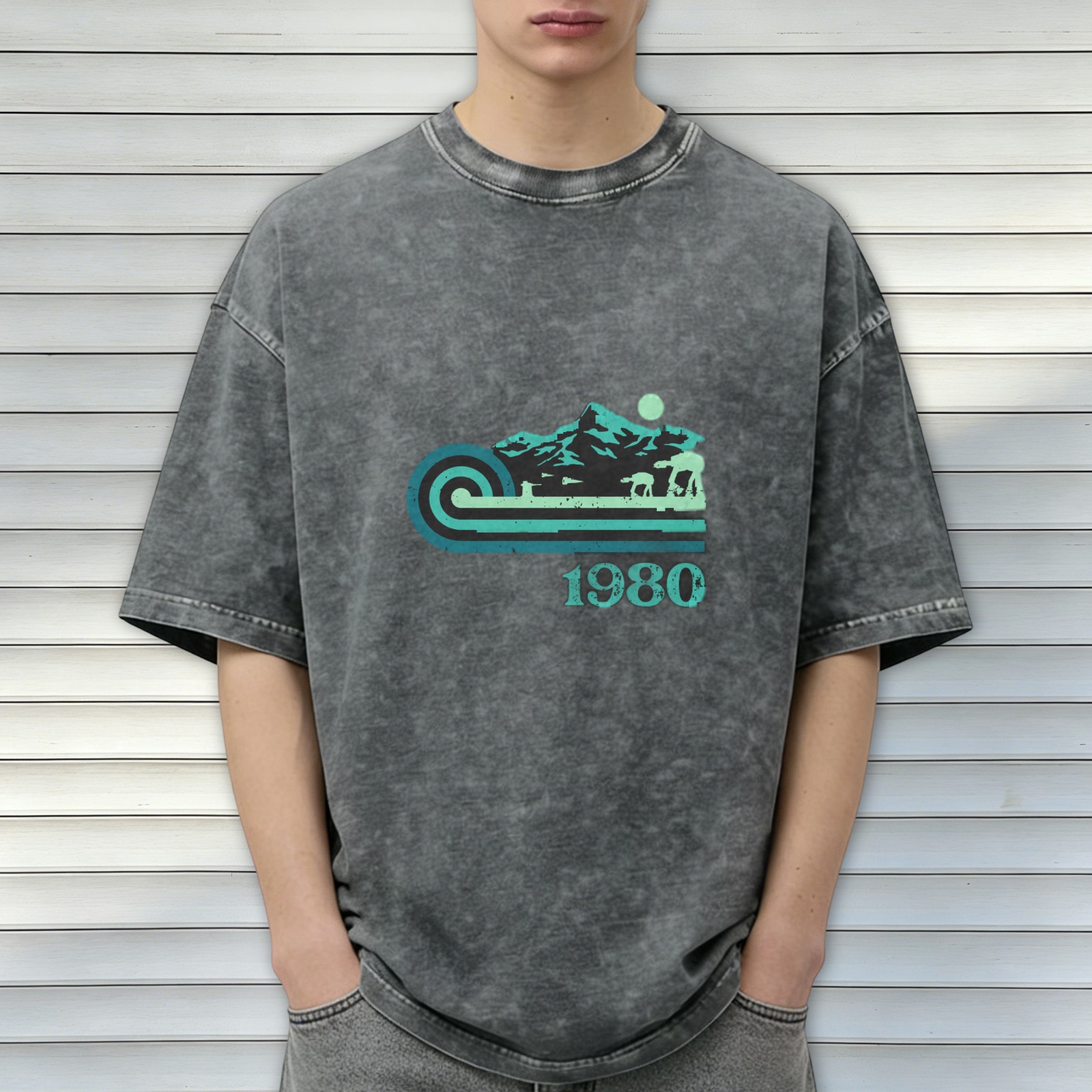 1980 Star Wars Hoth Scene Stonewashed Oversized T-Shirt