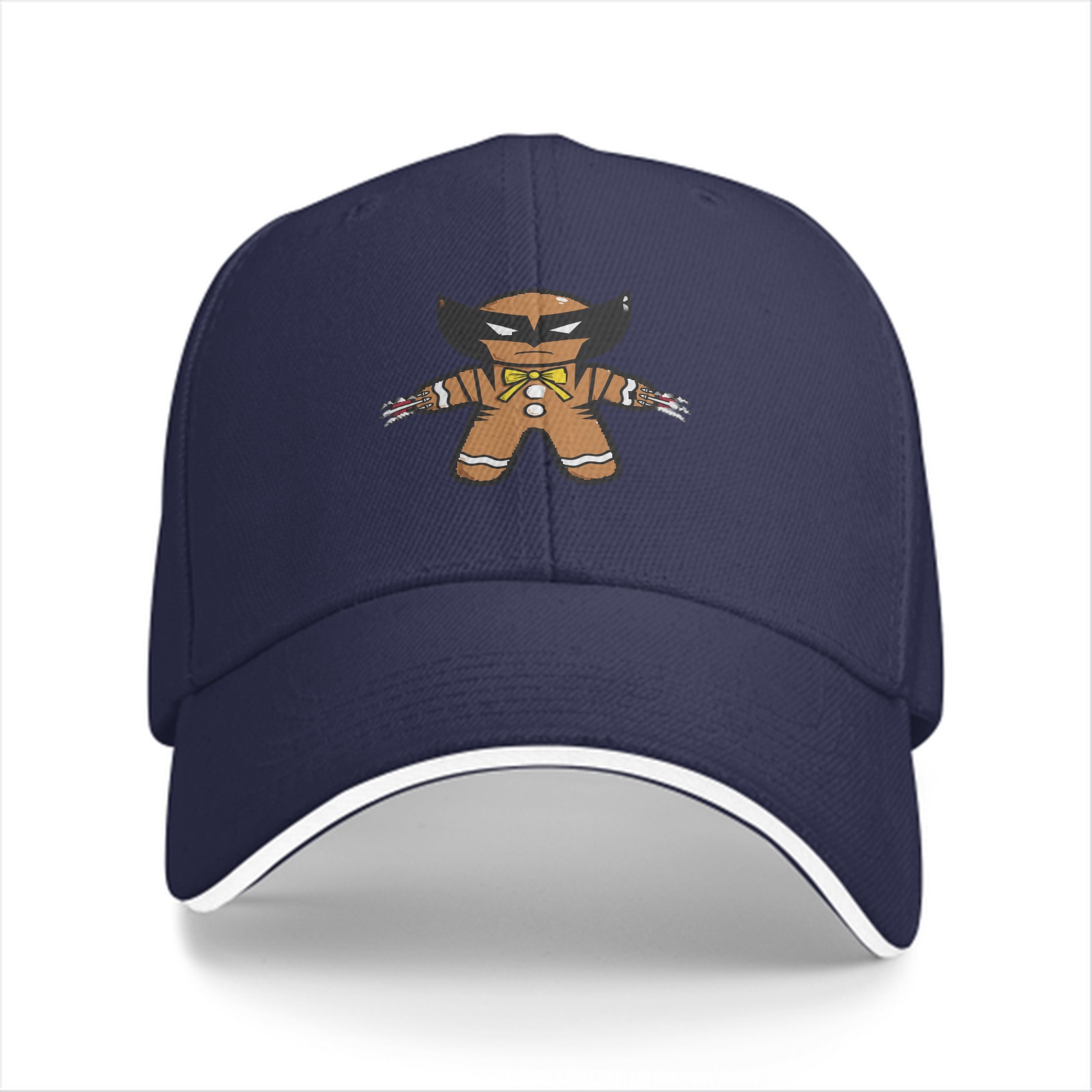 Black Baseball Cap With Gingerbread Wolverine Superhero Print