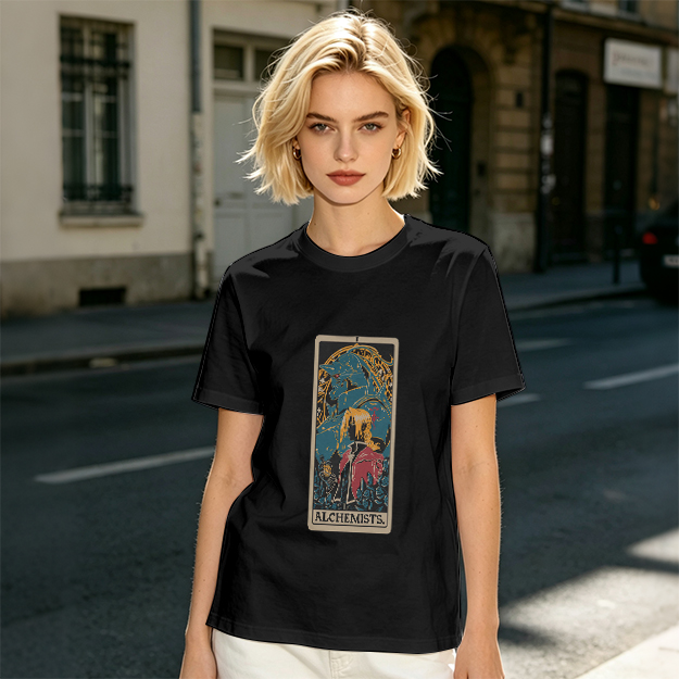 Olive T-Shirt with Fullmetal Alchemist Tarot Card Style Print