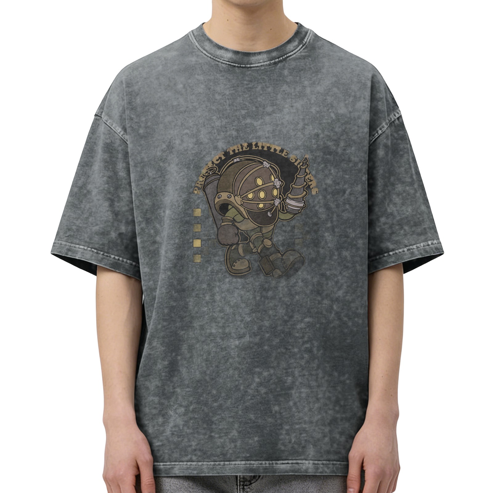 Bioshock Big Daddy 'Protect The Little Sisters' Acid Wash T-Shirt