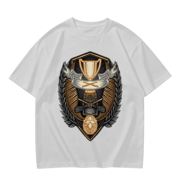 Olive T-Shirt With Detailed Victory Trophy Crest Print