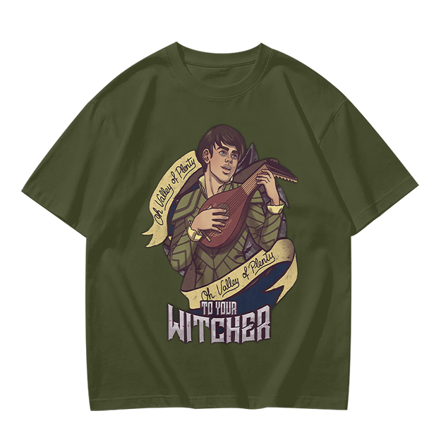 Witcher Inspired T-Shirt With Bard Playing Lute Graphic