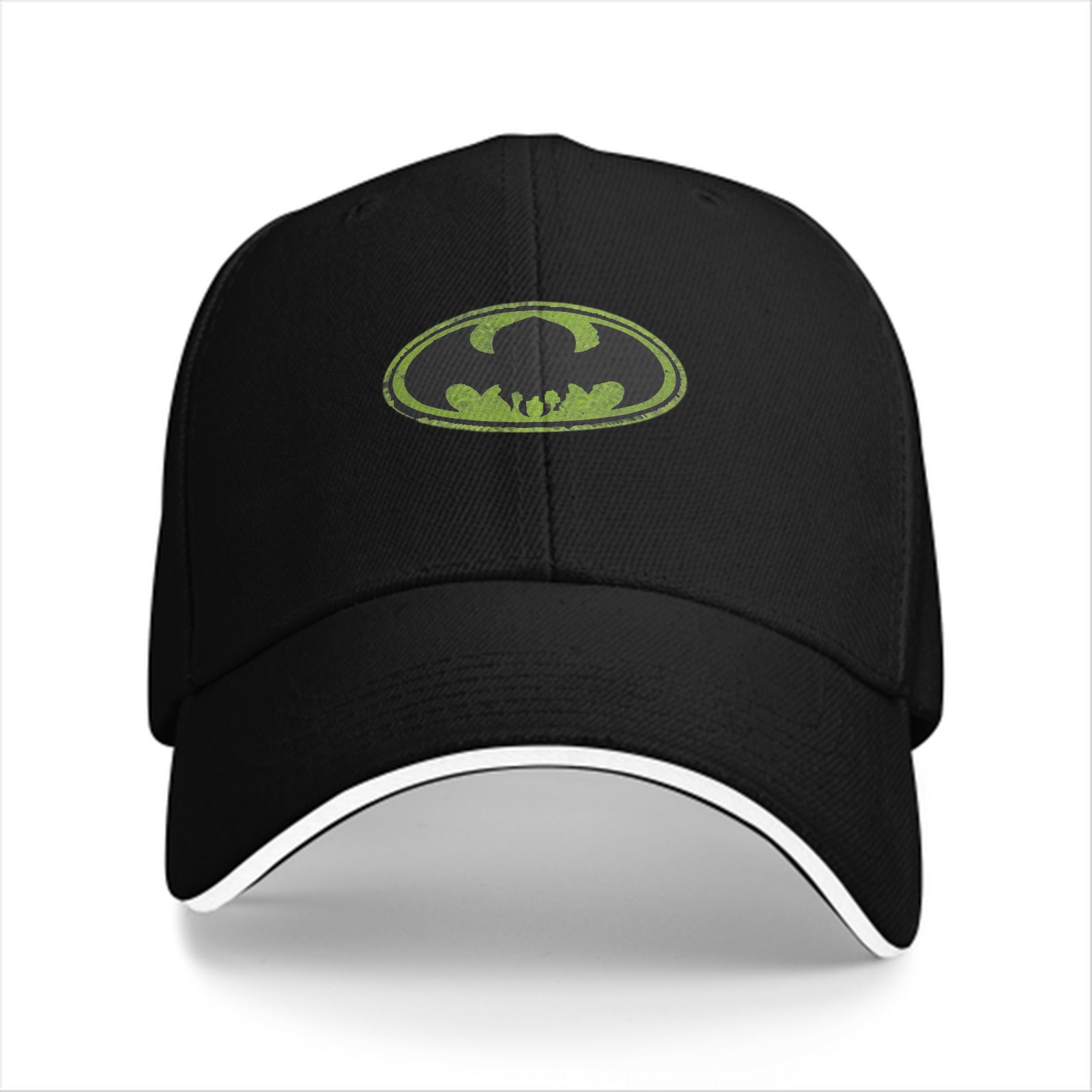 Black Baseball Cap with Distressed Green Batman Logo