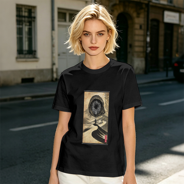 Olive T-Shirt With Surreal Hooded Eye Artwork Print