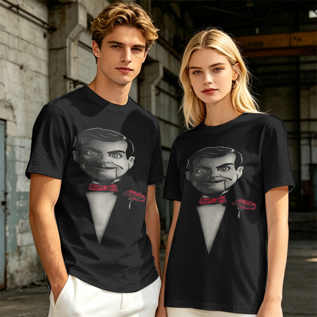 Olive T-Shirt With Ventriloquist Dummy Print