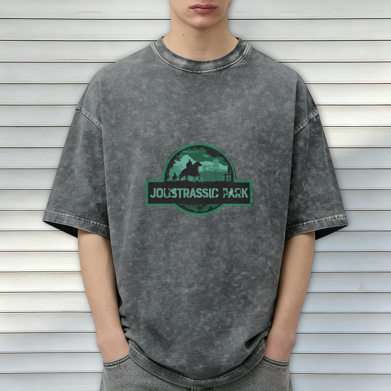 Joustrassic Park Dinosaur Knight Graphic Vintage T-Shirt