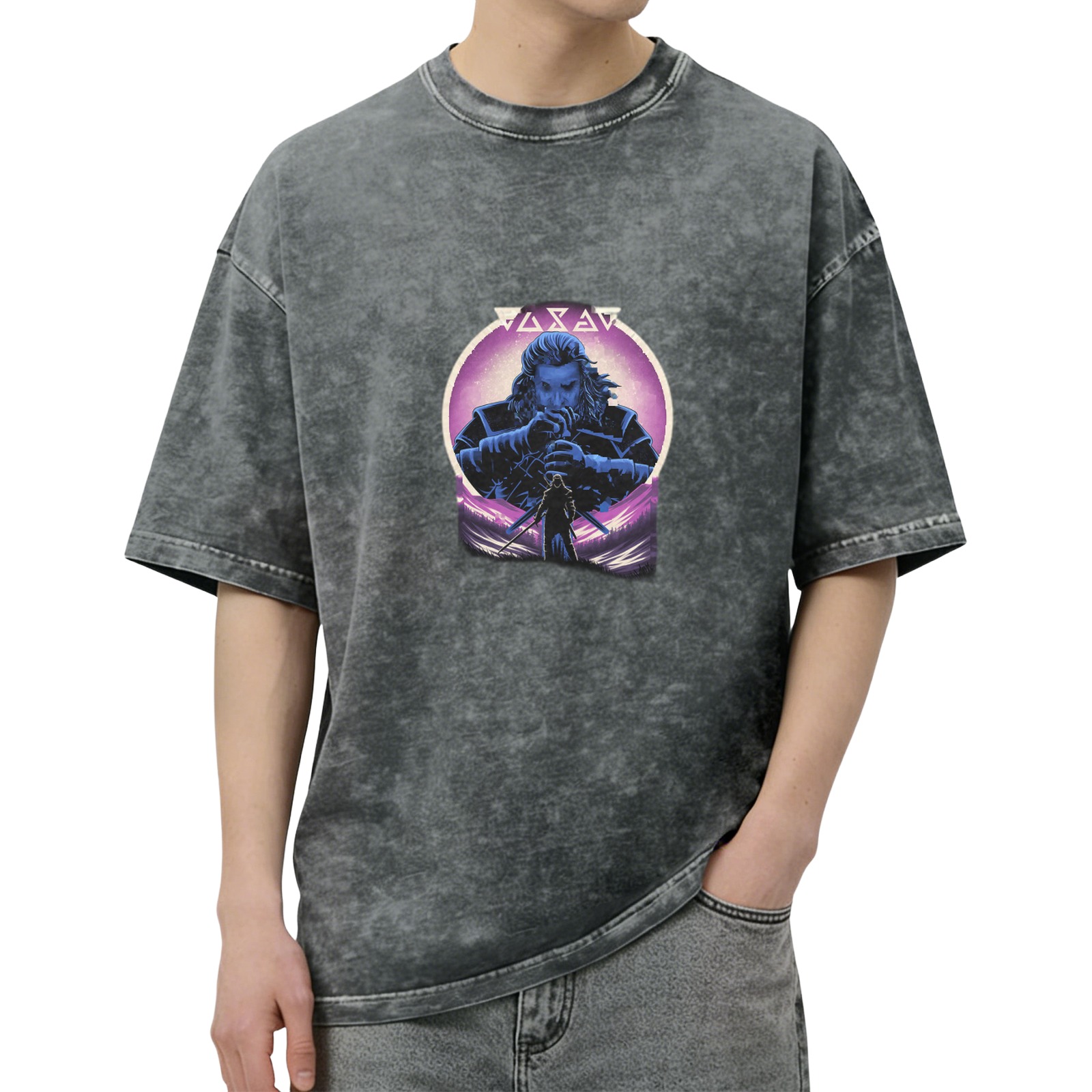 Viking Warrior Graphic Stonewashed T-Shirt