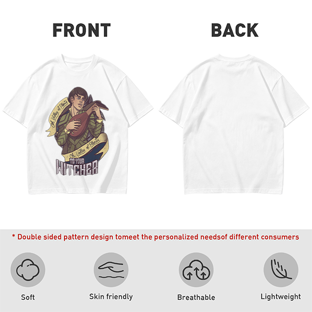 Witcher Inspired T-Shirt With Bard Playing Lute Graphic