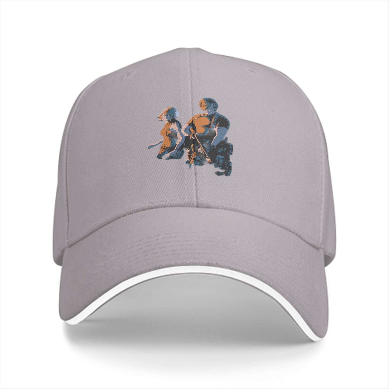 Black Baseball Cap With Two Character Graphic Print