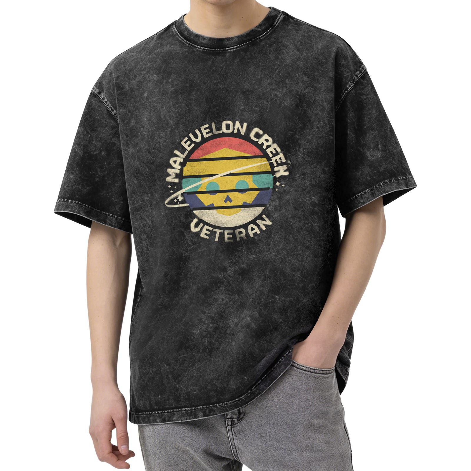 Malevelon Creek Veteran Graphic Stonewashed Black T-Shirt