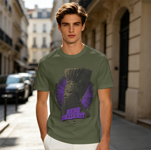 Olive Graphic T-Shirt With Bene Gesserit Witch Artwork