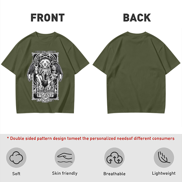 Olive Cthulhu H.P. Lovecraft Graphic T-Shirt