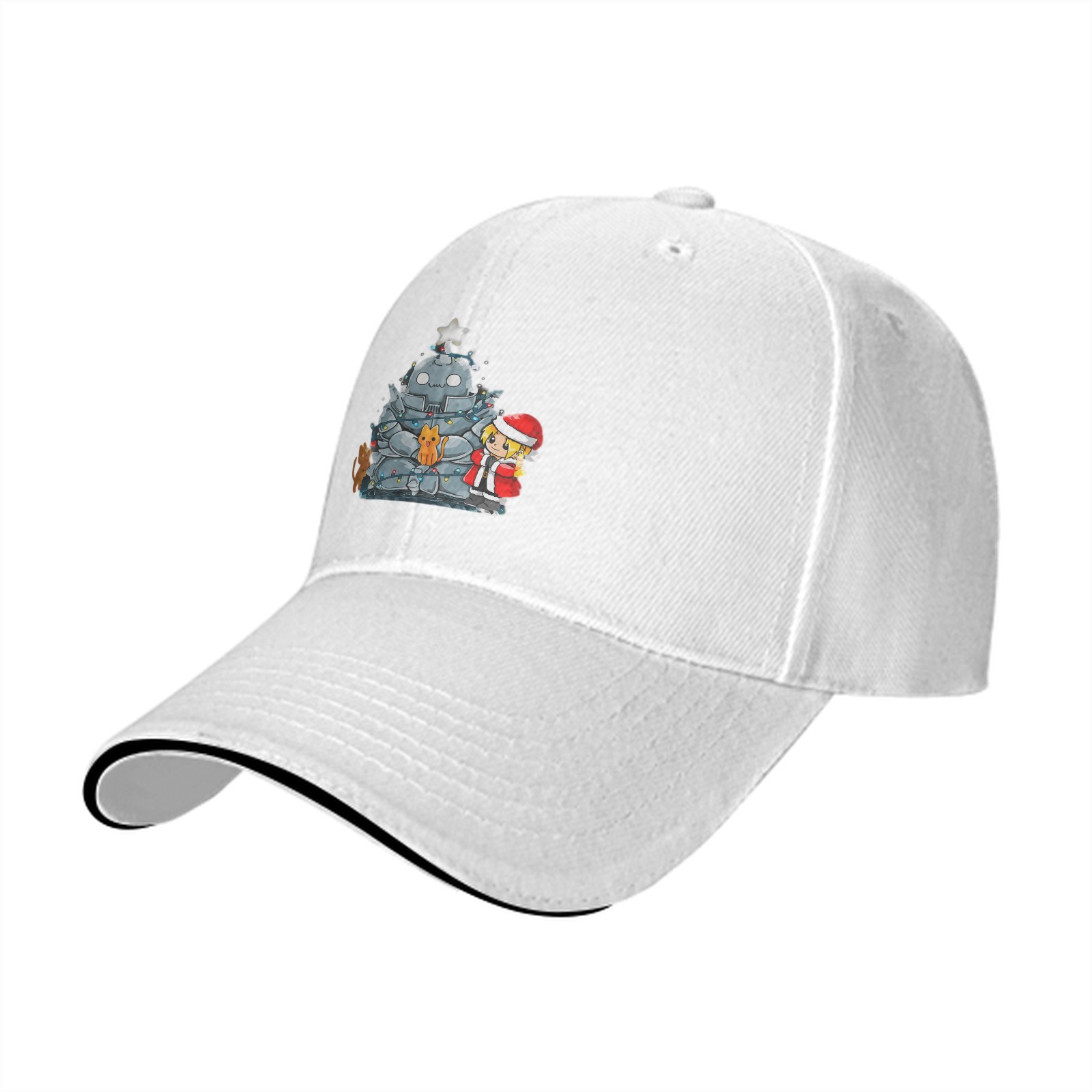 Black Baseball Cap With Fullmetal Alchemist Christmas Print