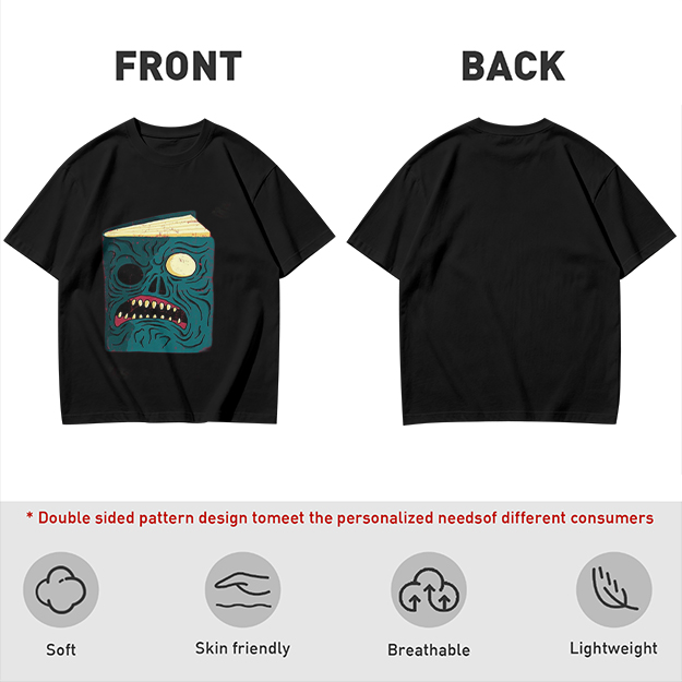 Olive T-Shirt With Monster Book Graphic Print