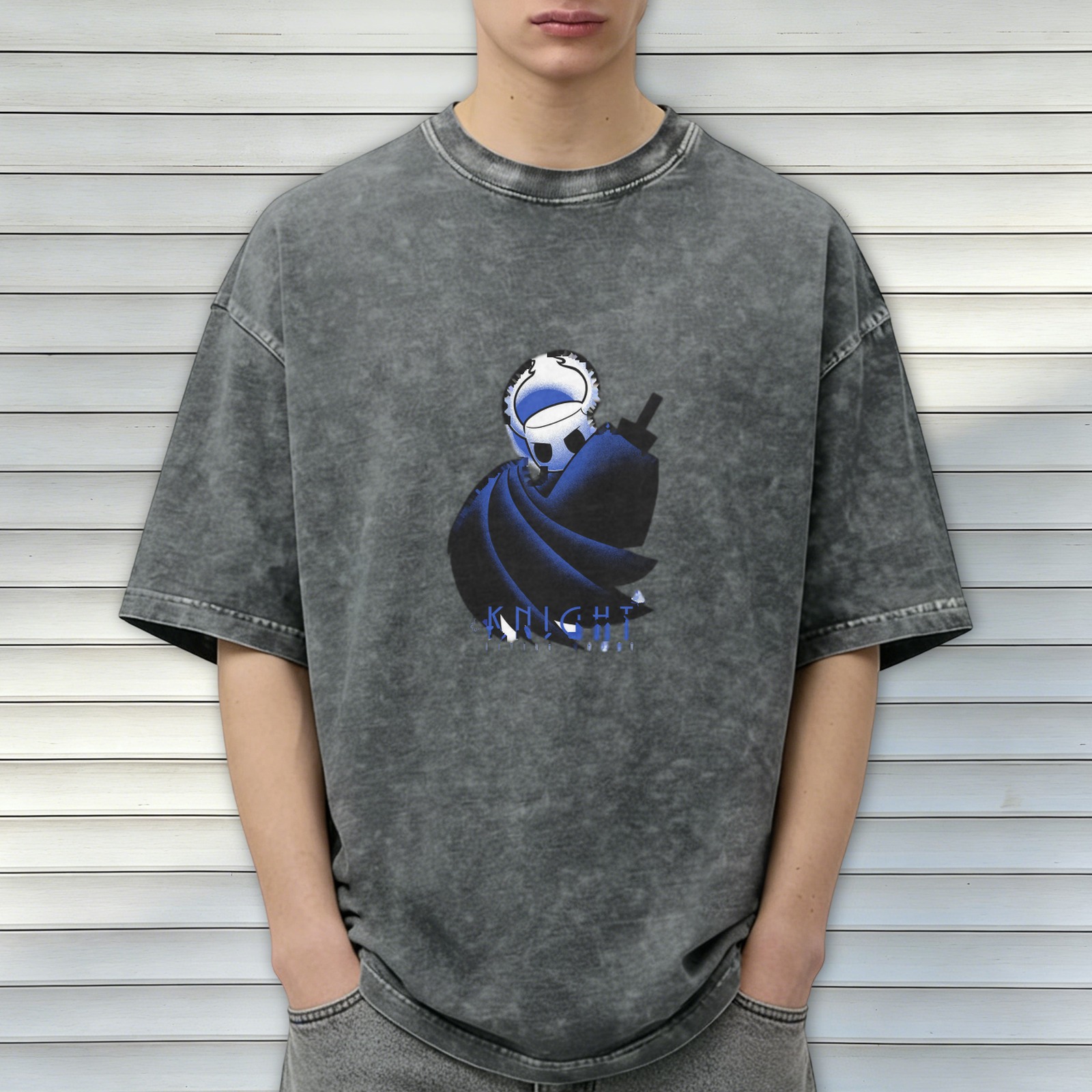 Washed black graphic t-shirt with knight character print
