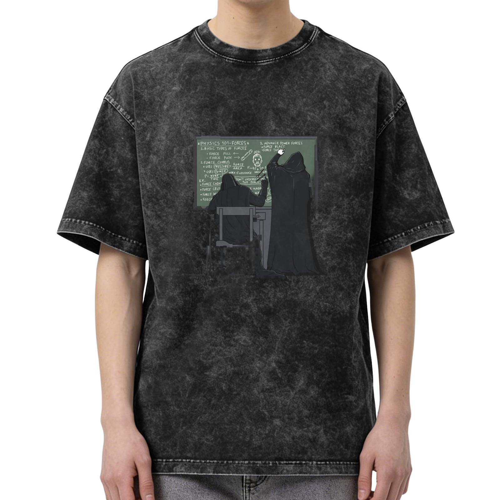 Washed Black T-Shirt with Sith Star Wars Physics Classroom Graphic