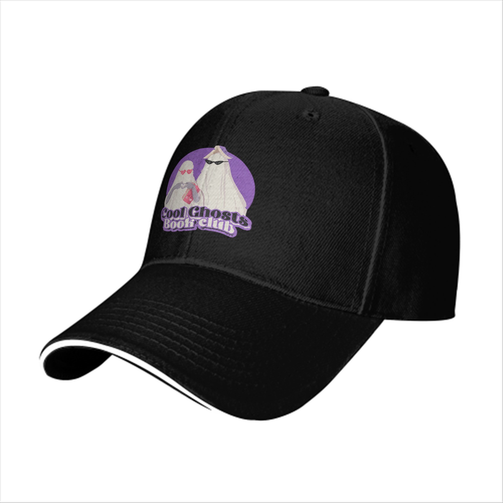 Cool Ghosts Book Club Graphic Black Baseball Cap