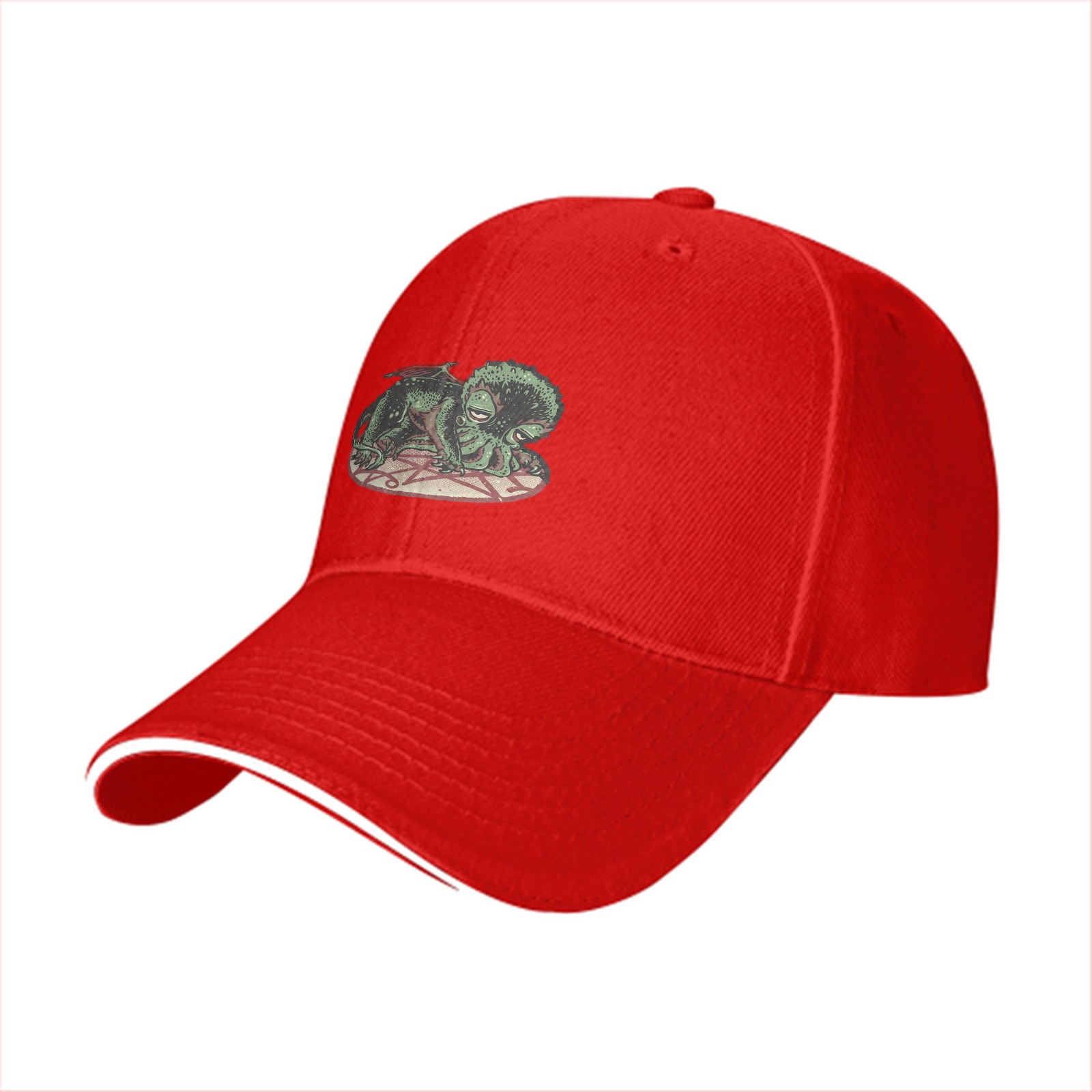 Black baseball cap with sleeping Cthulhu on occult symbol