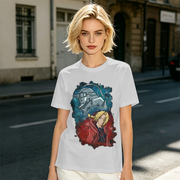 Fullmetal Alchemist Elric Brothers Graphic Olive T-Shirt