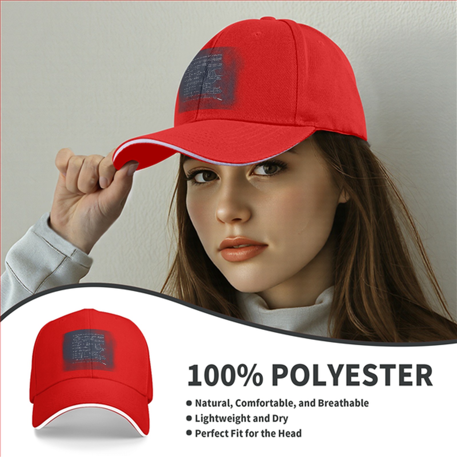 Black Baseball Cap with Math Science Formula Print