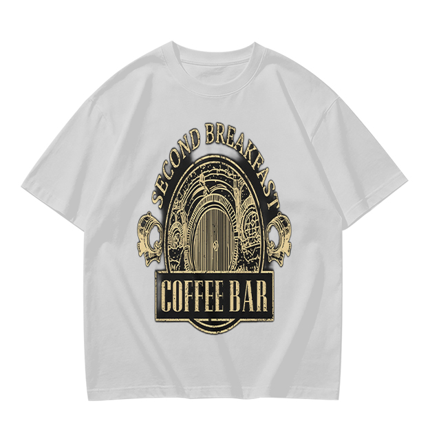 Olive Green T-Shirt with Second Breakfast Coffee Bar Graphic