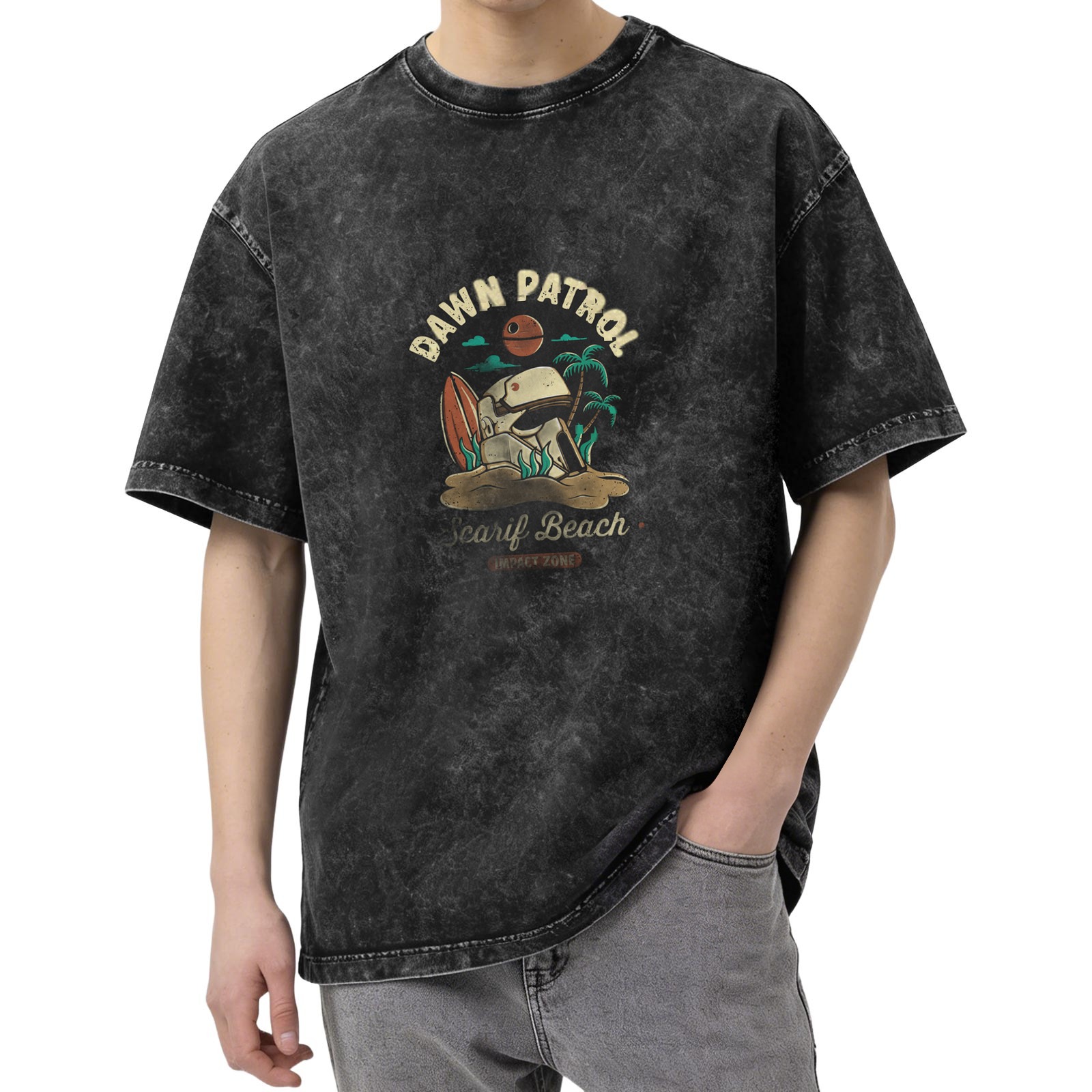 Dawn Patrol Scarif Beach Star Wars Inspired Acid Wash T-Shirt