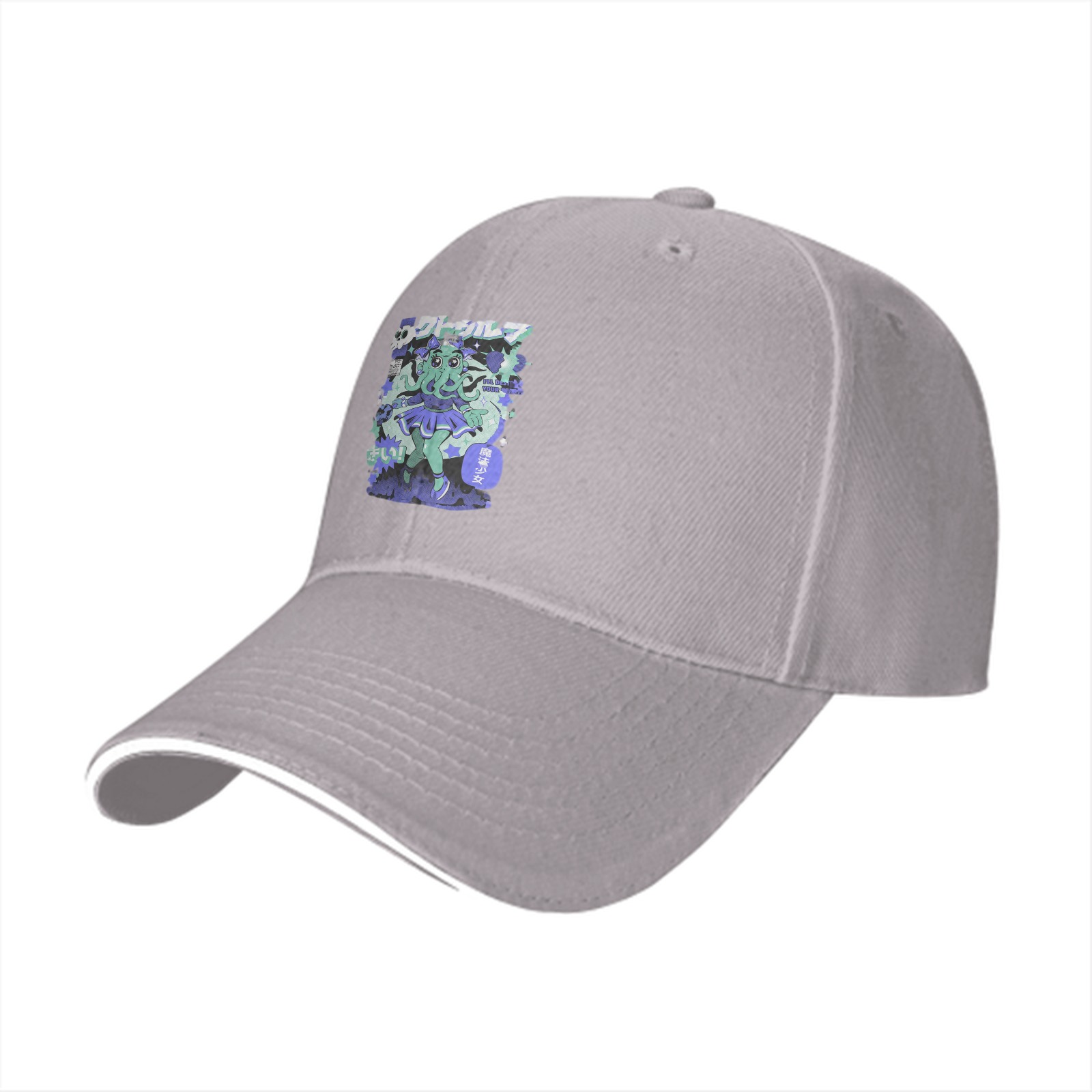 Black Baseball Cap With Anime Octopus Girl Graphic Print